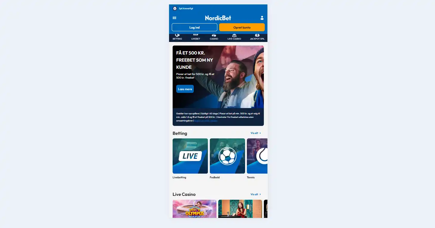 NordicBet app – iPhone og Android i Danmark