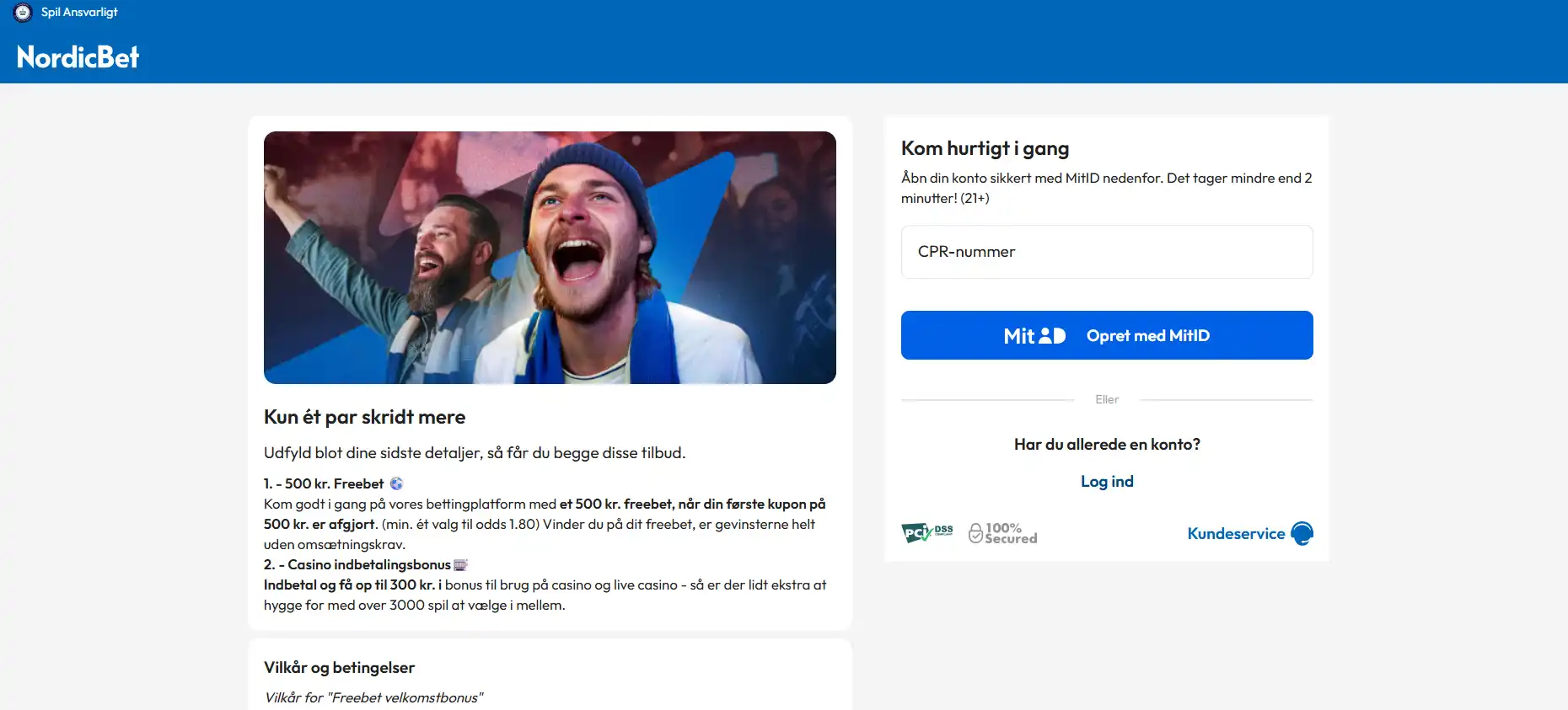 NordicBet konto, MitID og KYC – registrering i Danmark